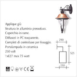 Applique da giardino - Lampada a parete per esterni - scheda tecnica