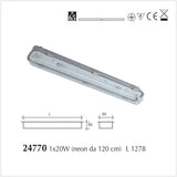 Plafoniera Stagna IP65 per Neon a Led/T8 monolampada 1278