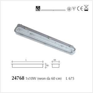 Plafoniera Stagna IP65 per Neon a Led/T8