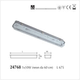 Plafoniera Stagna IP65 per Neon a Led/T8 monolampada 675