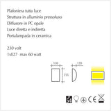 Plafoniera tutta luce doppio flusso - illuminazione per esterni - scheda tecnica