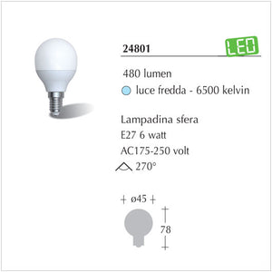 Lampadina Led Sfera alta efficienza - illuminazione per interni 